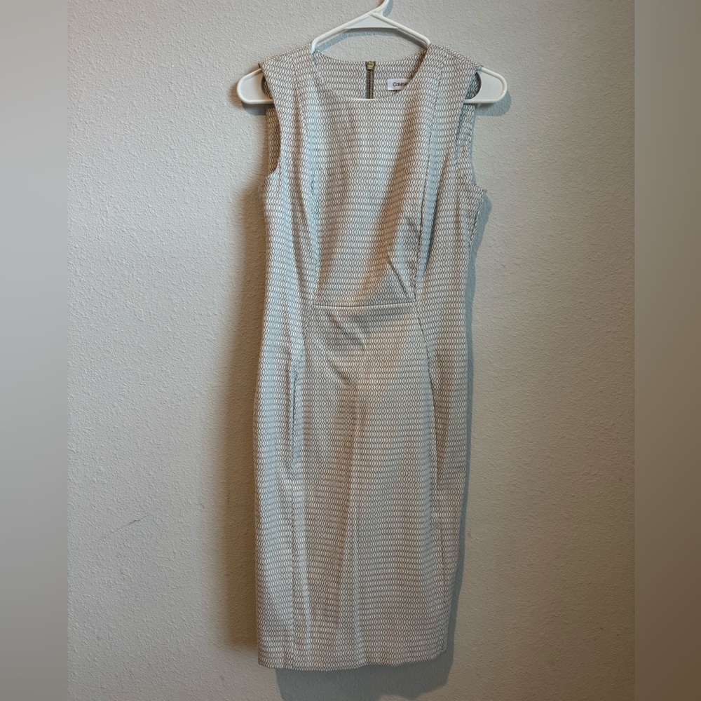 Calvin Klein White Patterned Midi Dress